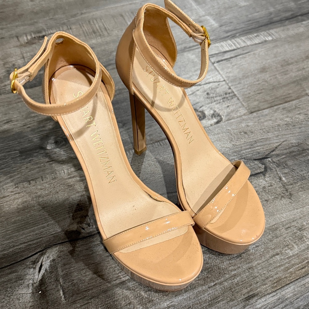 Stuart Weitzman Tan Ankle Strap Heels